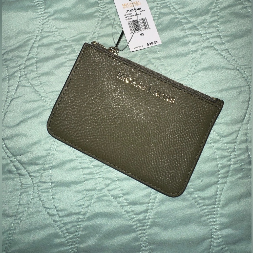Olive green/army green MICHAEL KORS *never used* keychain card holder..